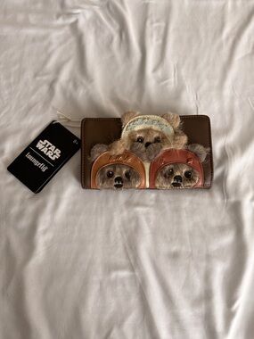 Disney Star Wars Brown Loungefly Zip Wallet with Logo Plaque